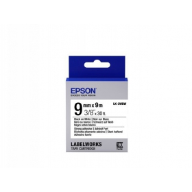 Epson Etikettenkassette LK-3WBW Stark haftend Schwarz auf Weiß 9mm (9m)