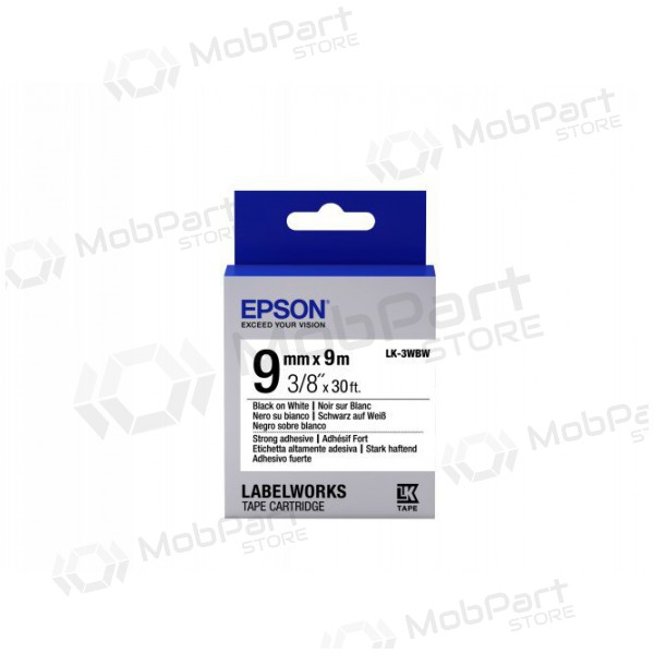 Epson Etikettenkartusche LK-3WBW stark klebend schwarz auf weiß 9 mm (9 m)