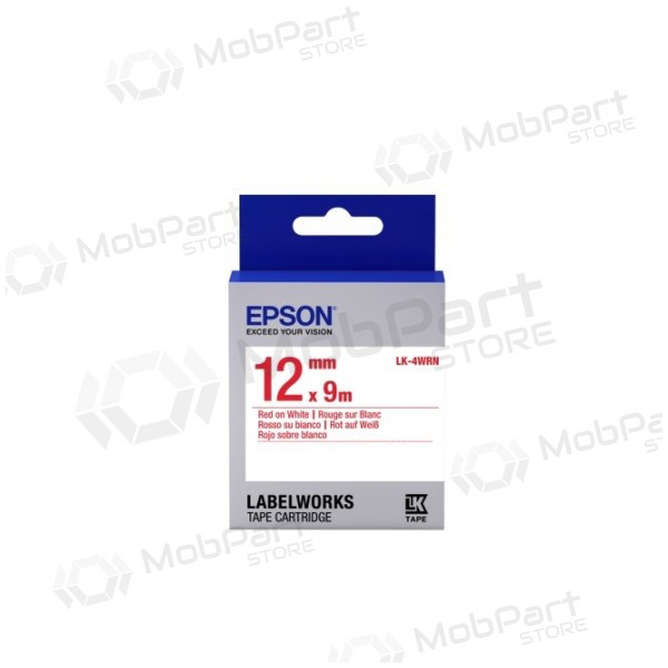 Epson LK-4WRN (C53S654011) Etikettenkassette Standard, Rot auf Weiß 12mm (9m)