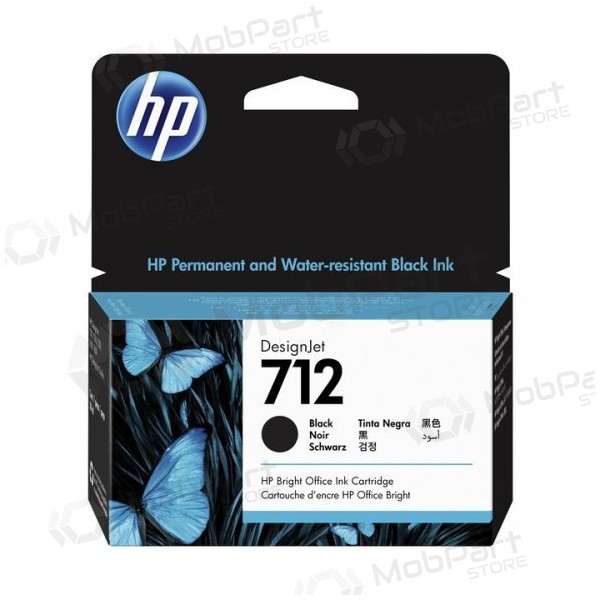 HP No.712 (3ED70A), schwarze Patrone für Tintenstrahldrucker, 29 ml.